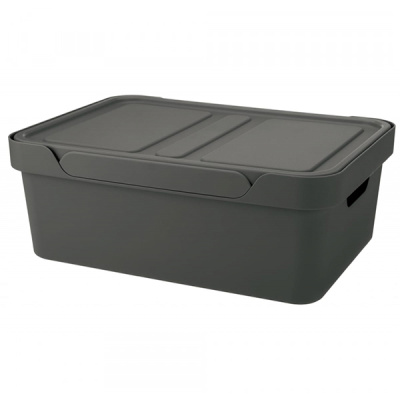 Ящик универсальный с крышкой "LUXE" 380х276х140мм, 12л (серый) (то)