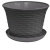 Кашпо круглое "Ротанг" 8л с поддоном (т.серый) (то)