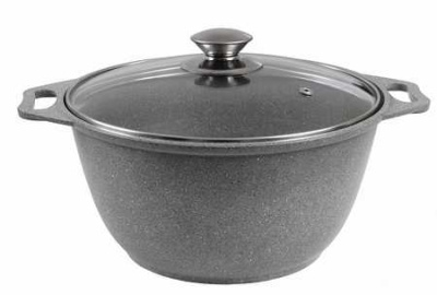 Кастрюля 4л со стеклянной крышкой, АП (светлый мрамор)