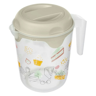 Кувшин для блендера (миксера) 2л с декором (светло-серый) (то)