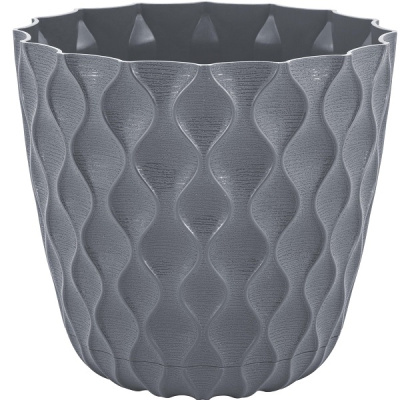 Горшок для цветов Wave D115мм с дренажной сеткой 0,65л вулканический серый (то)
