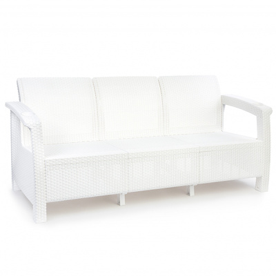 Диван "Ротанг-плюс" 3-х местный (белый)(то)