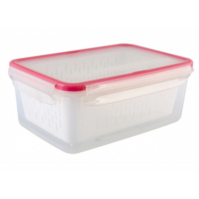 Контейнер для СВЧ 2,4л "ЭКСТРА ЛОК" L с сеткой (красный) (то)