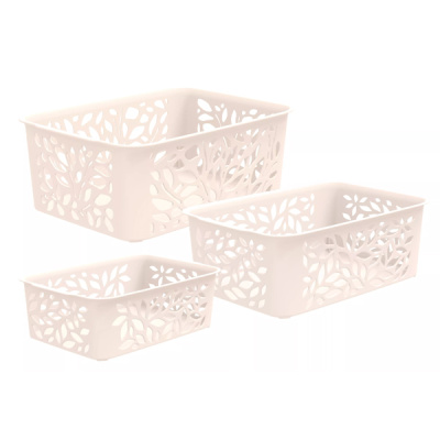 Набор корзин Leaves 3шт (1,2+2,3+4л)(молочный) (то)