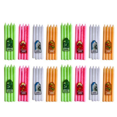 Свечи классические, ароматические, цветные, набор 12*4шт (19см)