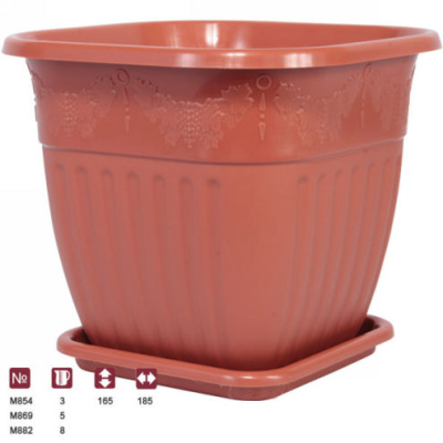 Горшок-кашпо "Лозанна" 5л с поддоном квадр. (белый)(то)