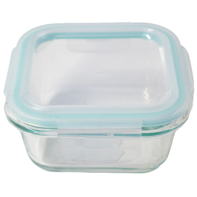 Контейнер стеклянный квадратный 520мл с пластиковой крышкой
