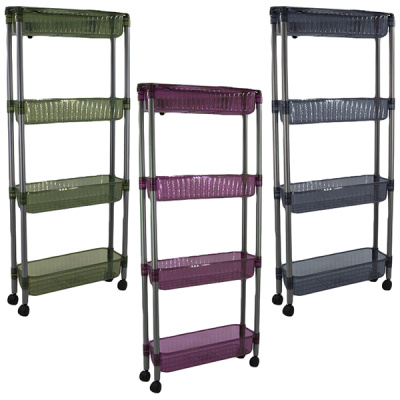 Этажерка 4-х ярусная узкая 40*14*80см (пластик, металл) 