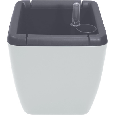 Горшок с автополивом Munchen 5л/2,2л квадратный со вставкой вулк.серый (то)