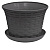 Кашпо круглое "Ротанг" 4л с поддоном (т.серый) (то)