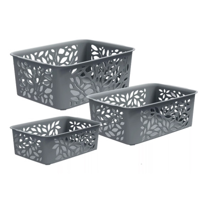 Набор корзин Leaves 3шт (1,2+2,3+4л)(серый)(то)