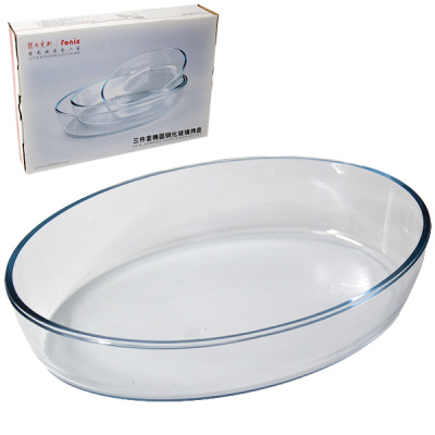 Форма для запекания стеклянная овальная, набор 3шт ( 35*23см/30*20см/25*17см )