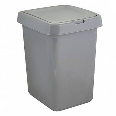 Контейнер для мусора 25л Step с крышкой-клапаном серый (то)