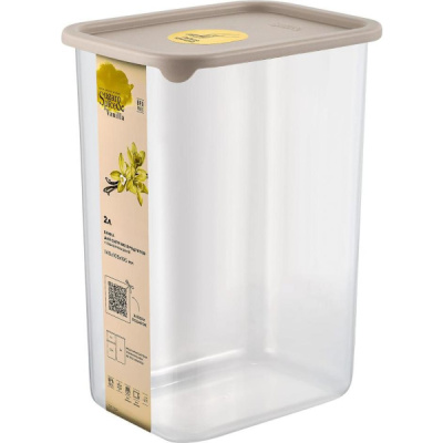 Банка для сыпучих продуктов Vanilla прямоуг. 2л с гибк.крышк. латте (то)