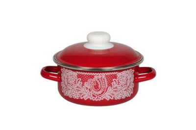 Кастрюля 5л. цилиндр. Вологодское кружево вишневая