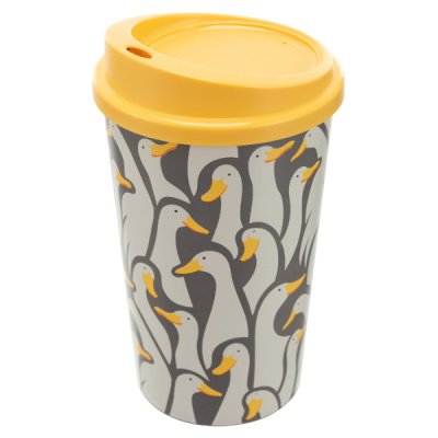 Стакан для горяч. и холодн. напитков с крышкой "ГУСИ" 400мл (Серый)(то)