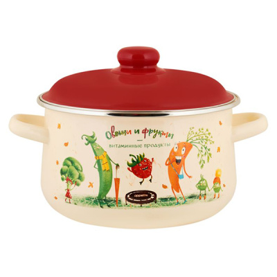 Кастрюля эмал конич Веселые овощи 4,0л ТМ Appetite