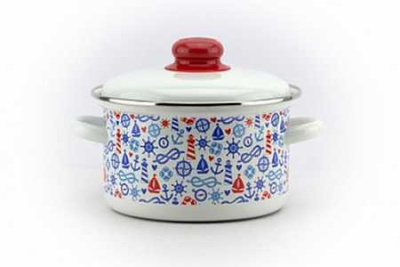 Кастрюля эмал  2,0л  деколь в ассортим