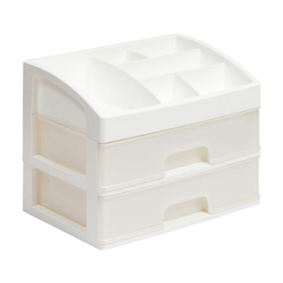 Органайзер для косметики 2 ящика (белый/перламутр)