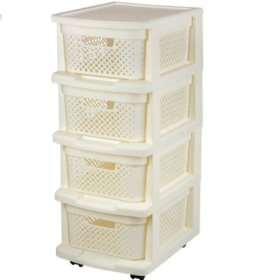 Комод 4-х секц. STOCKHOLM с корзинами на колесиках молочный туман (то)