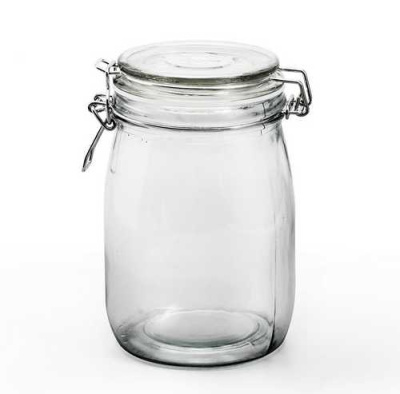 Банка стеклянная ЦИЛИНДР с металлической защелкой Н-17см