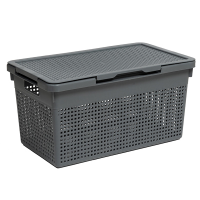 Корзина "Лофт" 21л с крышкой (серый) (то)