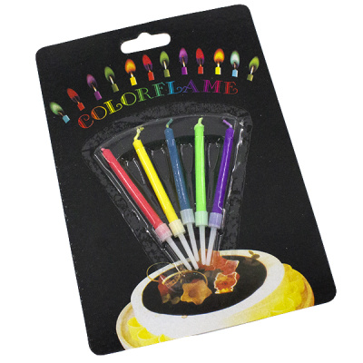 Свечи для торта h-8см цветное пламя (набор 5шт)