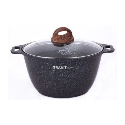 Кастрюля а/пр литая 4,0л стекл/кр Granit ultra blue ТМ KUKMARA