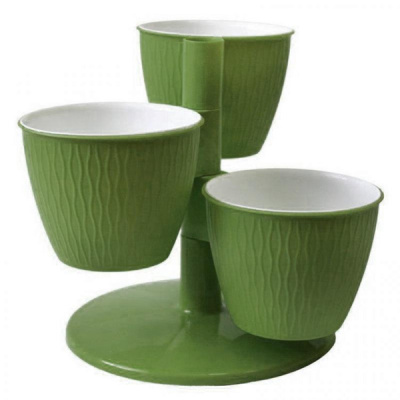 Каскад Пирамида из 3-х горшков с вкладками на подставке Нефрит