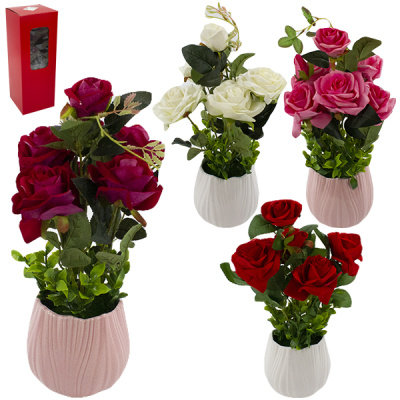 Цветок искусственный h-42см, в керамическом горшке