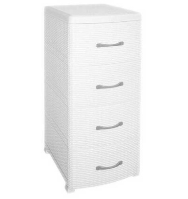 Комод 4-х секц без декора "Ротанг" белый 38х48х94см (то)