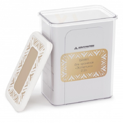 Емкость для сыпучих продуктов "Эстетика" прямоуг. 2,2л (бело-бежевый)(то)