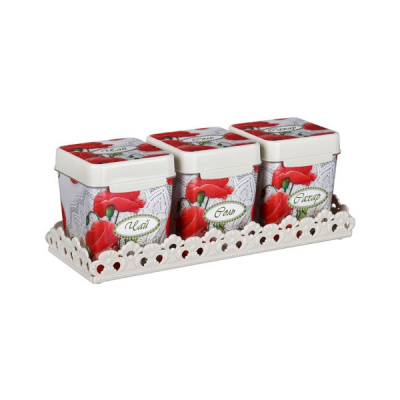 Набор ёмкостей "Маки" 1,2л. на подставке  (то)