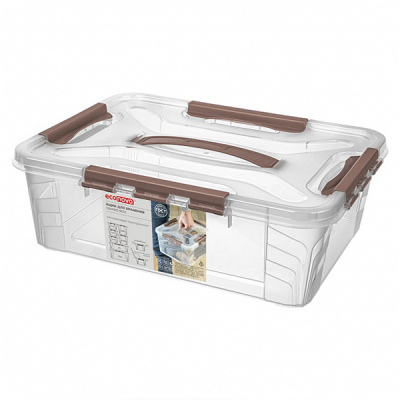 Ящик унив. "GRAND BOX" 390х290х124мм, 10л с замками и ручкой (коричневый) (то)