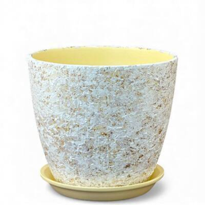 Горшок Роспись бутон яшма белый 18см (РС191/3)