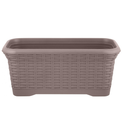 Горшок прямоугольный Rattan 40см, 7л, съемный поддон, французский платан
