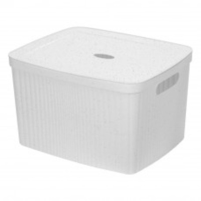 Корзина для белья 35л "VELVET" 450*360*270мм с крышкой (Светло-серый флэк)(то)