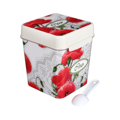 Ёмкость "Маки" (соль) 1,2л. с ложкой (то)