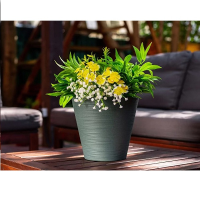 Горшок "ЭКО Конус" D22,5 со встав. 5,2л малахит (зеленый) (дерево+пластик) (то)