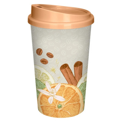 Стакан для горяч. и холодн. напитков с крышкой "Специи" 400мл (св.-серый)(то)