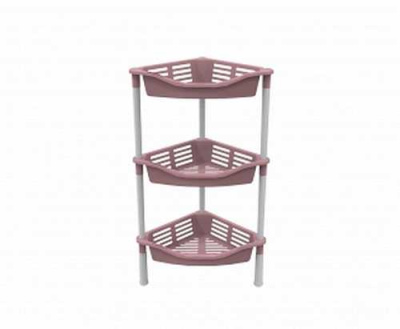 Этажерка угловая с корзинками Krita  3-х секц (коралл) (то)
