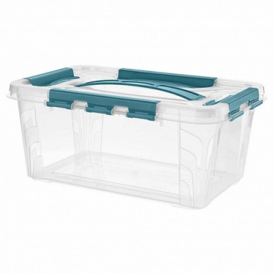 Ящик унив. "GRAND BOX" 290х190х124мм, 4,2л с замками и ручкой (голубой)  (то)