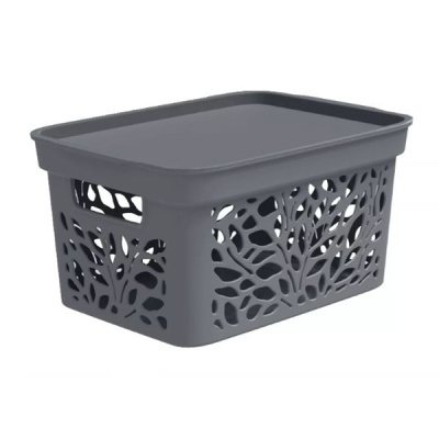 Корзина Leaves 5,5л с крышкой 274х197х140мм (серый)(то)