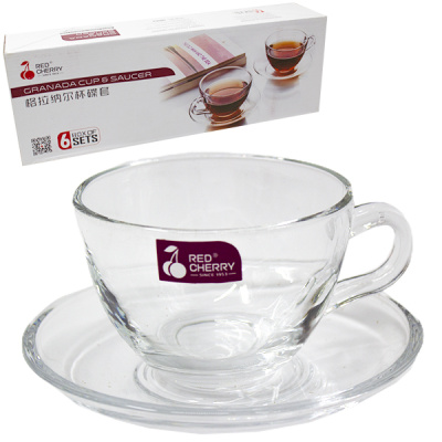 Чашка с блюдцем стеклянные (набор 6шт)