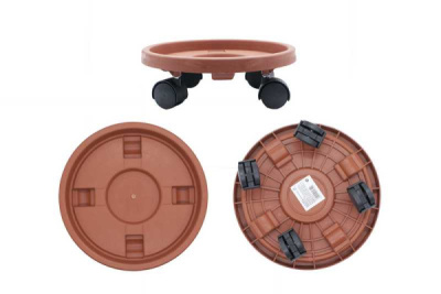 Подставка для цветов на колесах, 32см (цвет терракотовый)