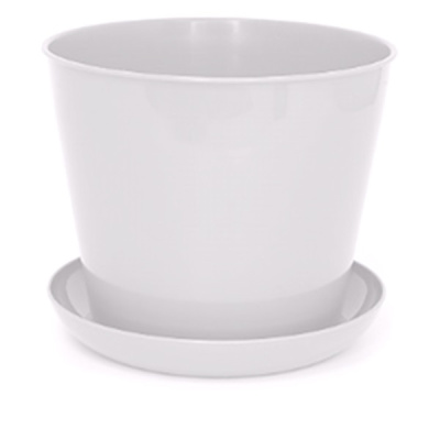 Кашпо круглое 4,3л с поддоном (белый) (то)