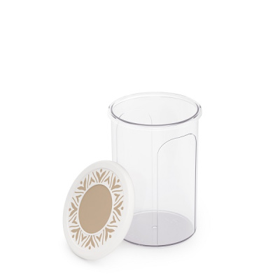 Емкость для сыпучих продуктов "Эстетика" круглая 1,4л (бело-бежевый)(то)