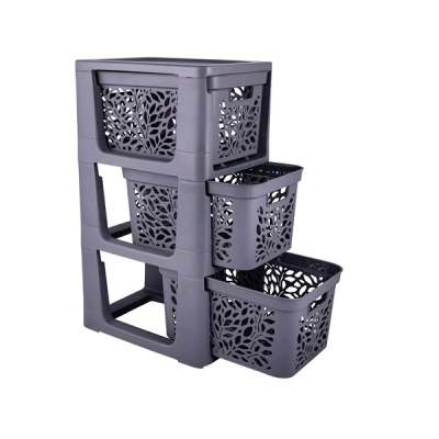 Комод на колесах 3 ящика по 18л Leaves (серый) (то)