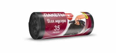 Пакеты д/мусора "Уфа ПАК" с УШКАМИ 35л. 30 шт.черные