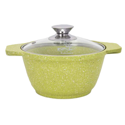 Кастрюля а/пр литая 1,0л стекл/кр Trendy style lime ТМ KUKMARA